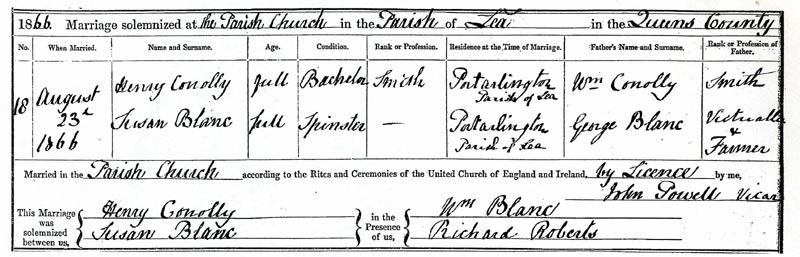 susan blong marriage cert